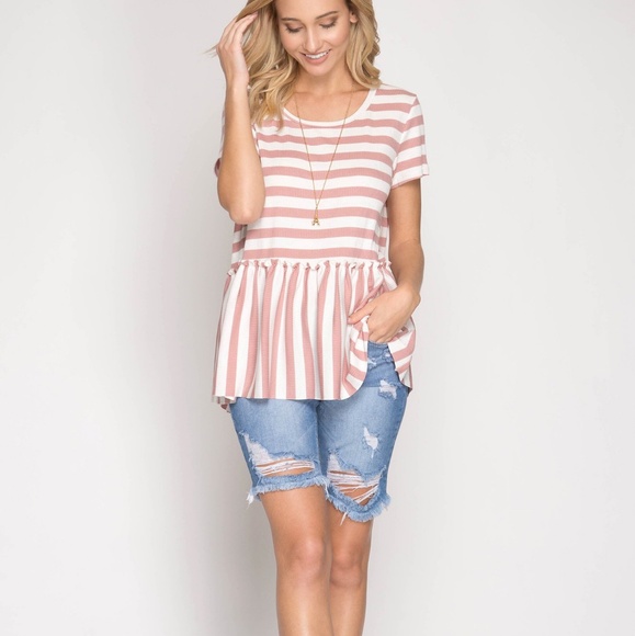 • {Stevie Hender} Briella Stripe Peplum Top - Picture 2 of 7